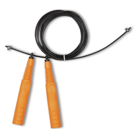 Купить Скакалка высокооборотная Кроссфит стальной шнур в оплетке 2.9 м чёрно-оранжевая в Туране 